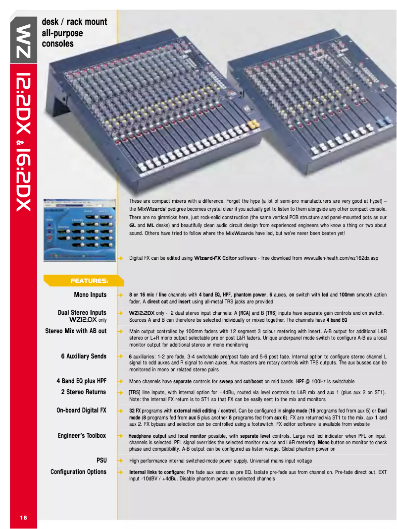 Página 1 del manual Folleto Allen & Heath WZ16:2DX