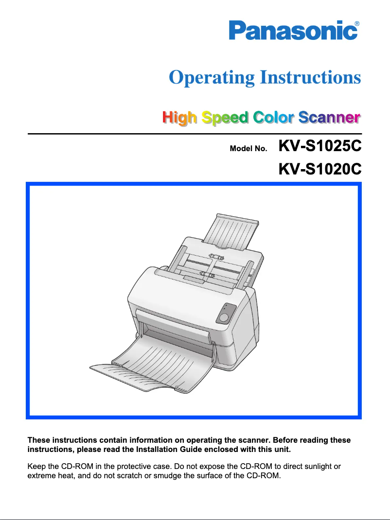 Imagen de la primera página del manual del dispositivo KV-S1020C