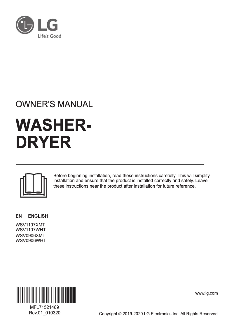 Imagen de la primera página del manual del dispositivo WSV1107XMT