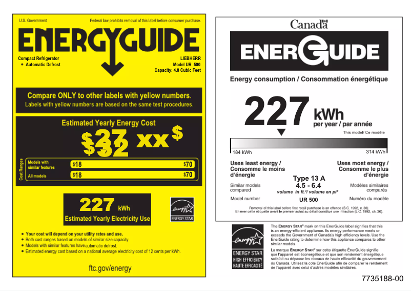 Página 1 del manual Etiqueta energética Liebherr UR 500