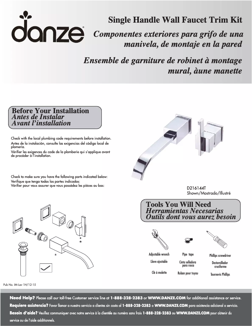 Página 1 del manual Manual de usuario Danze D216144