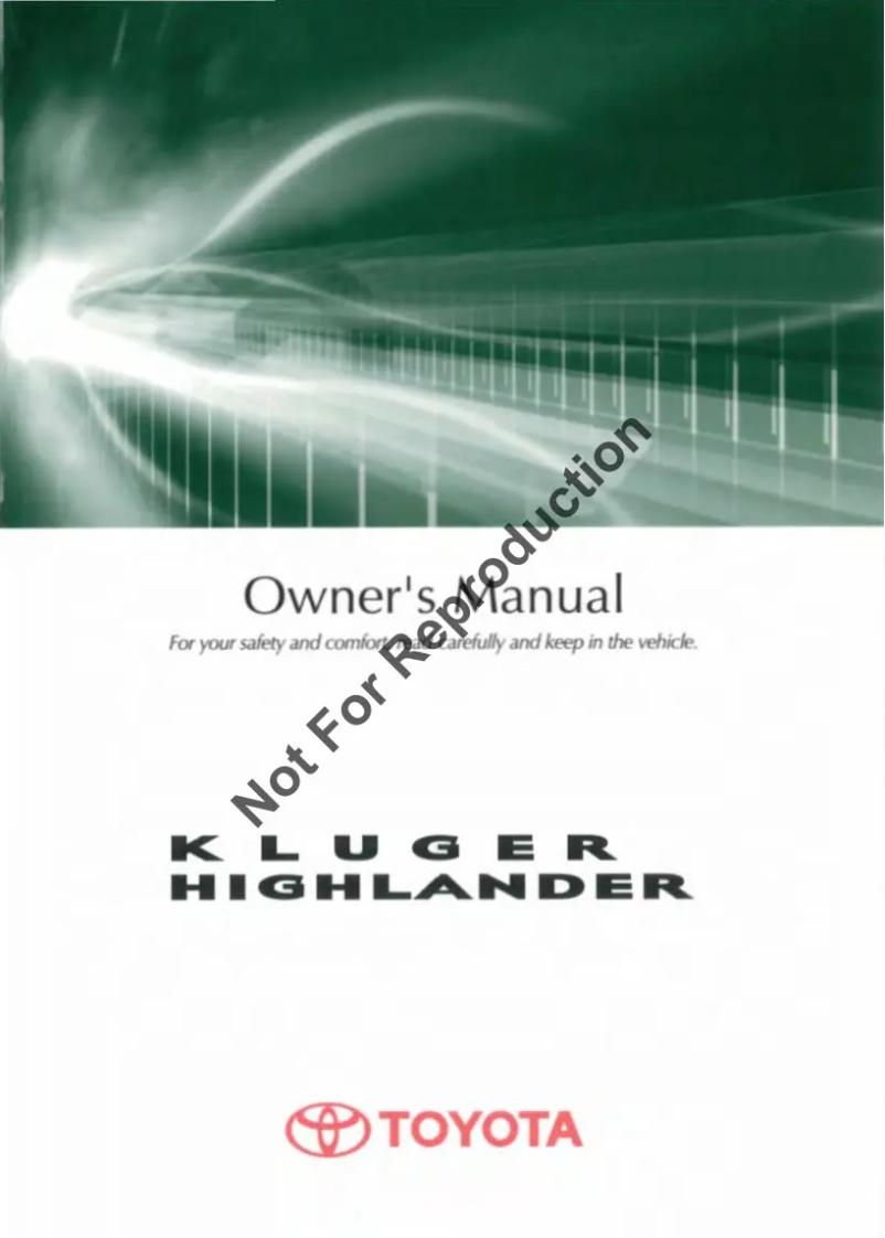 Página 1 del manual Manual de usuario Toyota Kluger (2008)