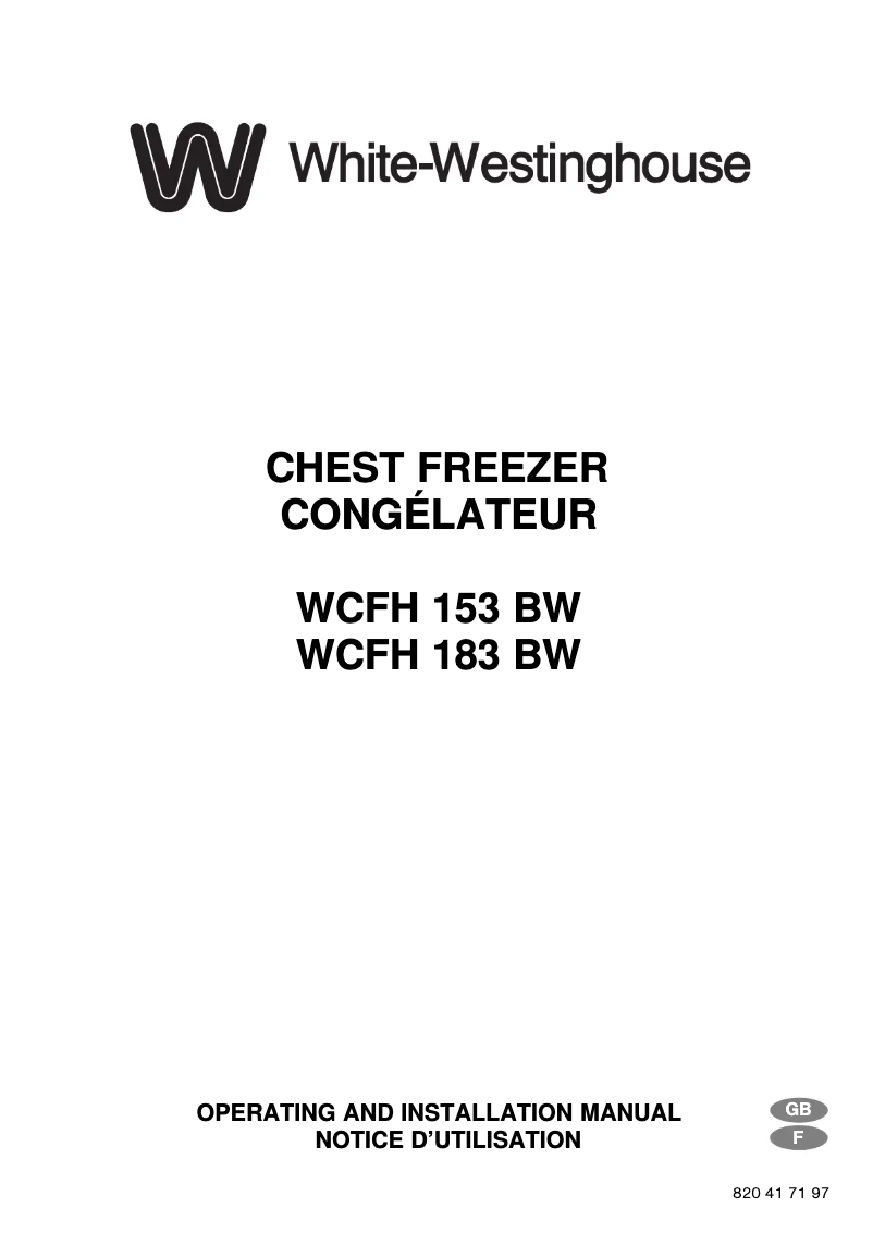 Página 1 del manual Manual de usuario Westinghouse WCFH153BW