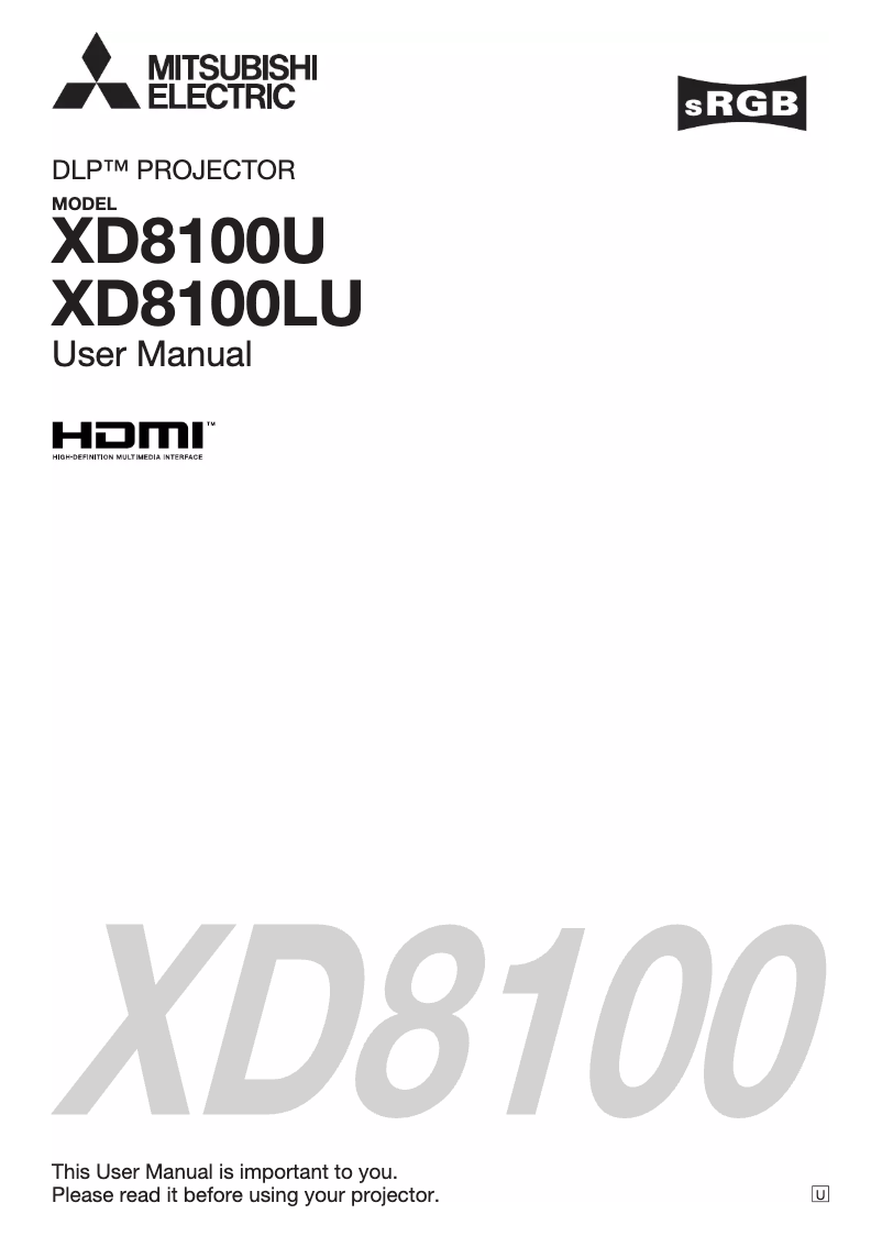 Página nº 1 - Manual de usuario Mitsubishi XD8100LU