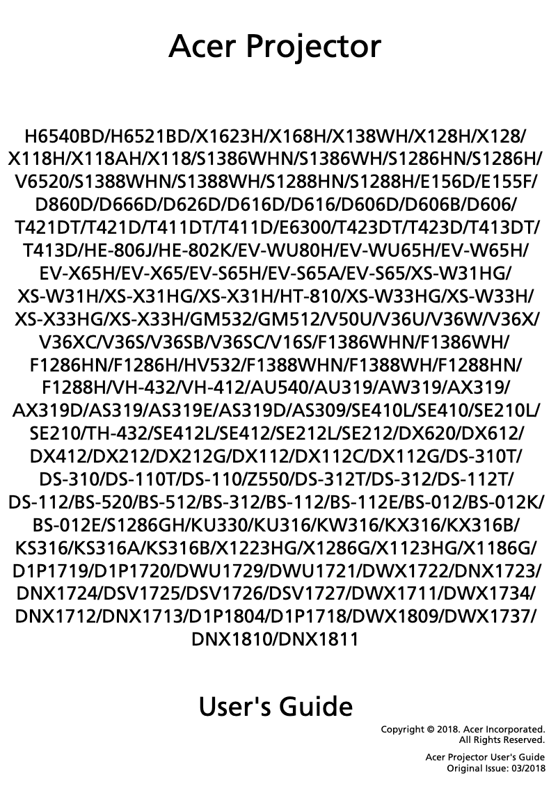 Página 1 del manual Manual de usuario Acer S1386WH