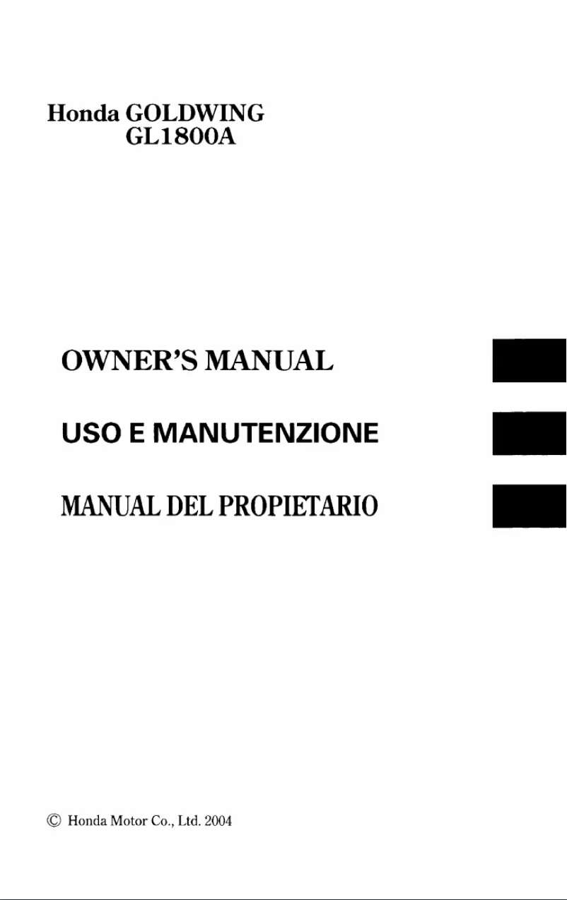 Imagen de la primera página del manual del dispositivo Goldwing GL1800A (2005)