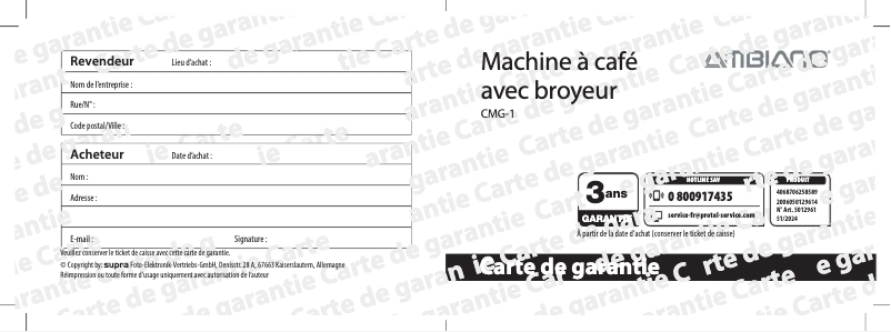 Página 1 del manual Información de garantía Maginon CMG-1