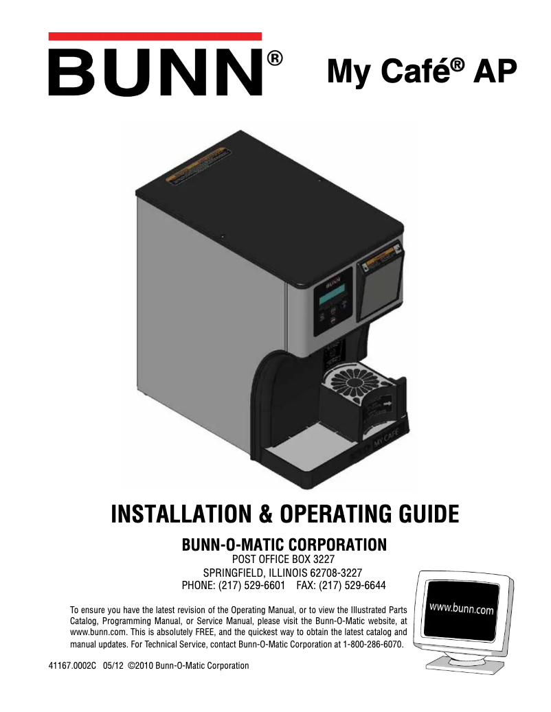 Página 1 del manual Manual de usuario Bunn My Cafe AutoPOD