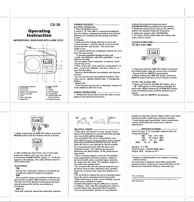Imagen de la primera página del manual del dispositivo CX-39