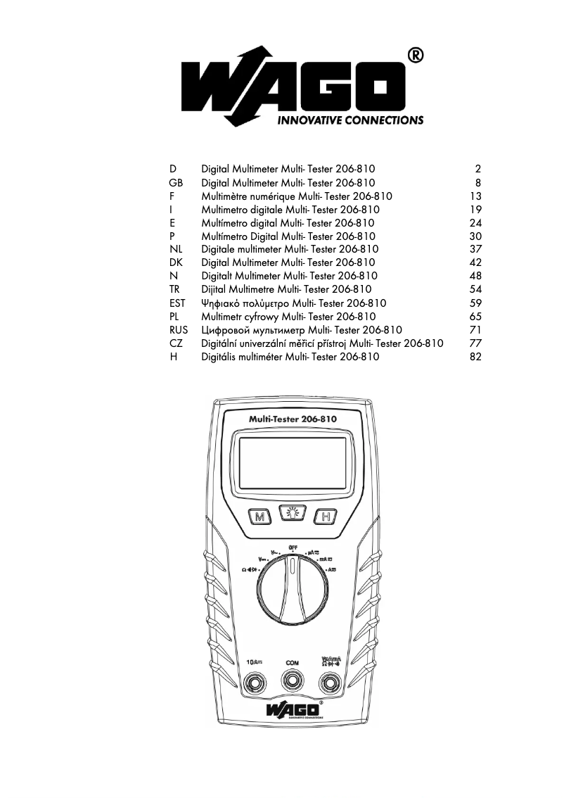 Imagen de la primera página del manual del dispositivo 206-810