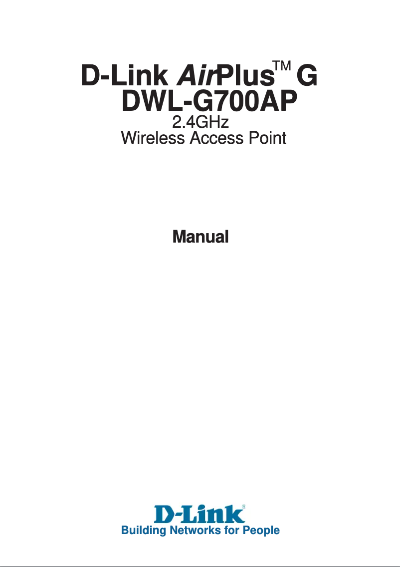 Imagen de la primera página del manual del dispositivo DWL-G700AP