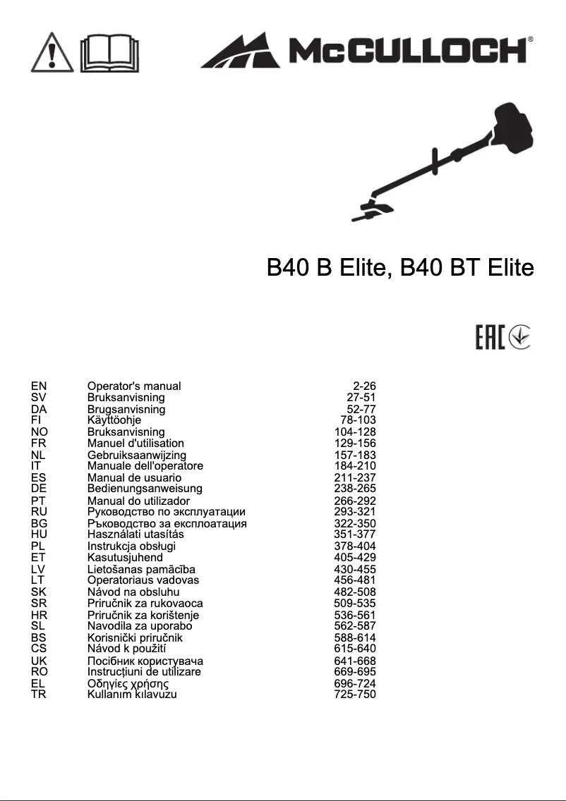Página 1 del manual Manual de usuario McCulloch CS 410 Elite