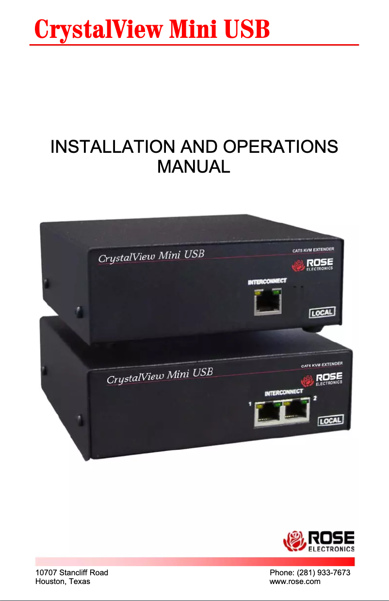 Imagen de la primera página del manual del dispositivo CrystalView Mini USB