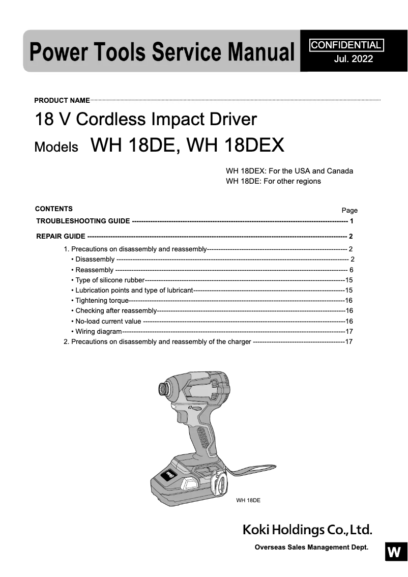 Página 1 del manual Manual de usuario Metabo WH 18DE