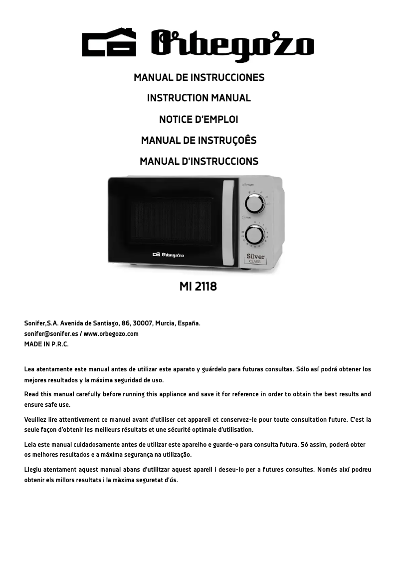 Imagen de la primera página del manual del dispositivo MI 2118