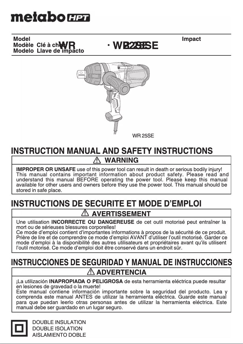 Imagen de la primera página del manual del dispositivo WR 22SE