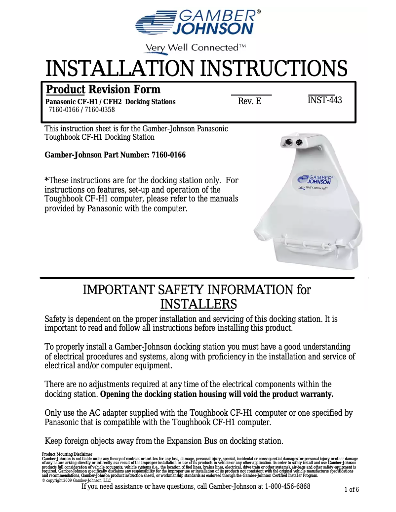 Página 1 del manual Manual de usuario Gamber-Johnson 7160-0358-P