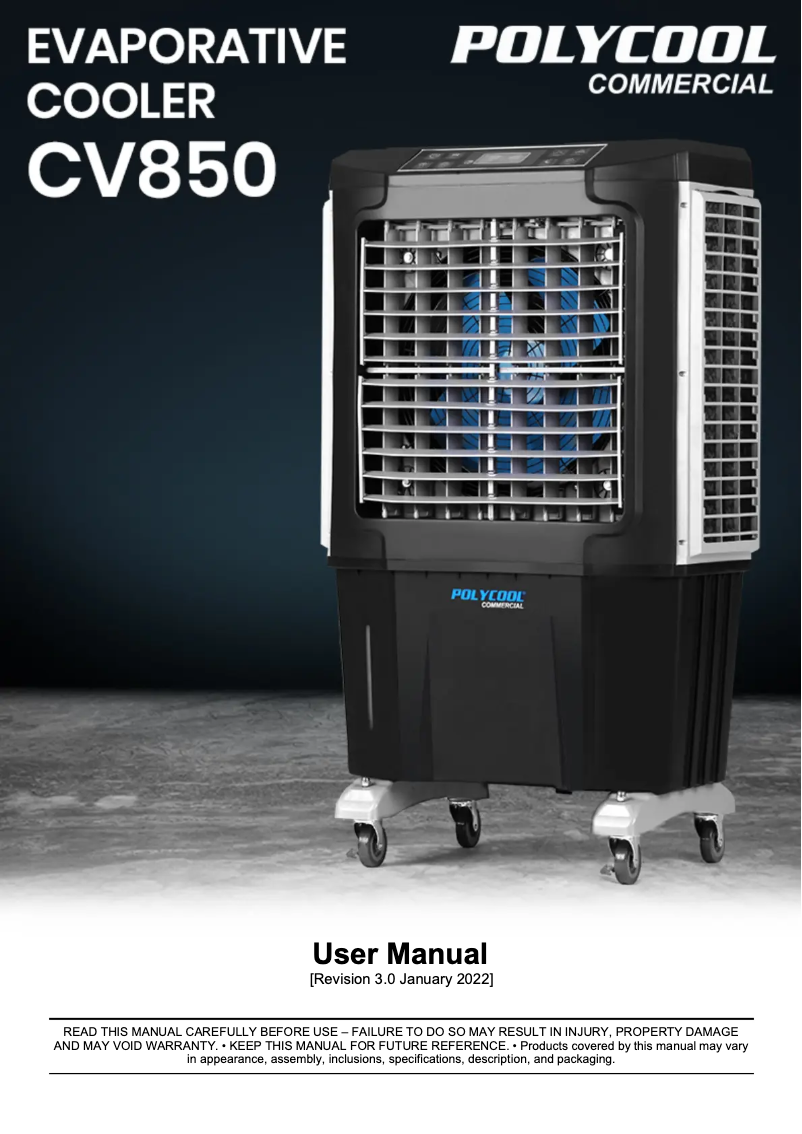 Imagen de la primera página del manual del dispositivo CV850