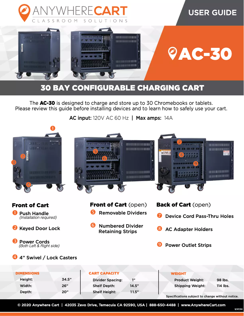 Imagen de la primera página del manual del dispositivo AC-30