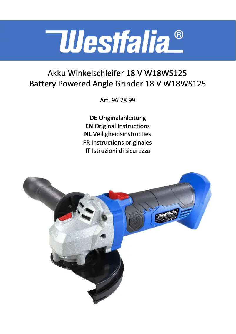 Página nº 1 - Manual de usuario Westfalia W18WS125