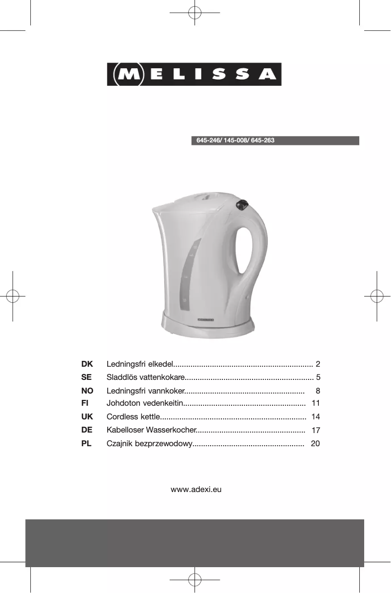 Página 1 del manual Manual de usuario Melissa 145-008