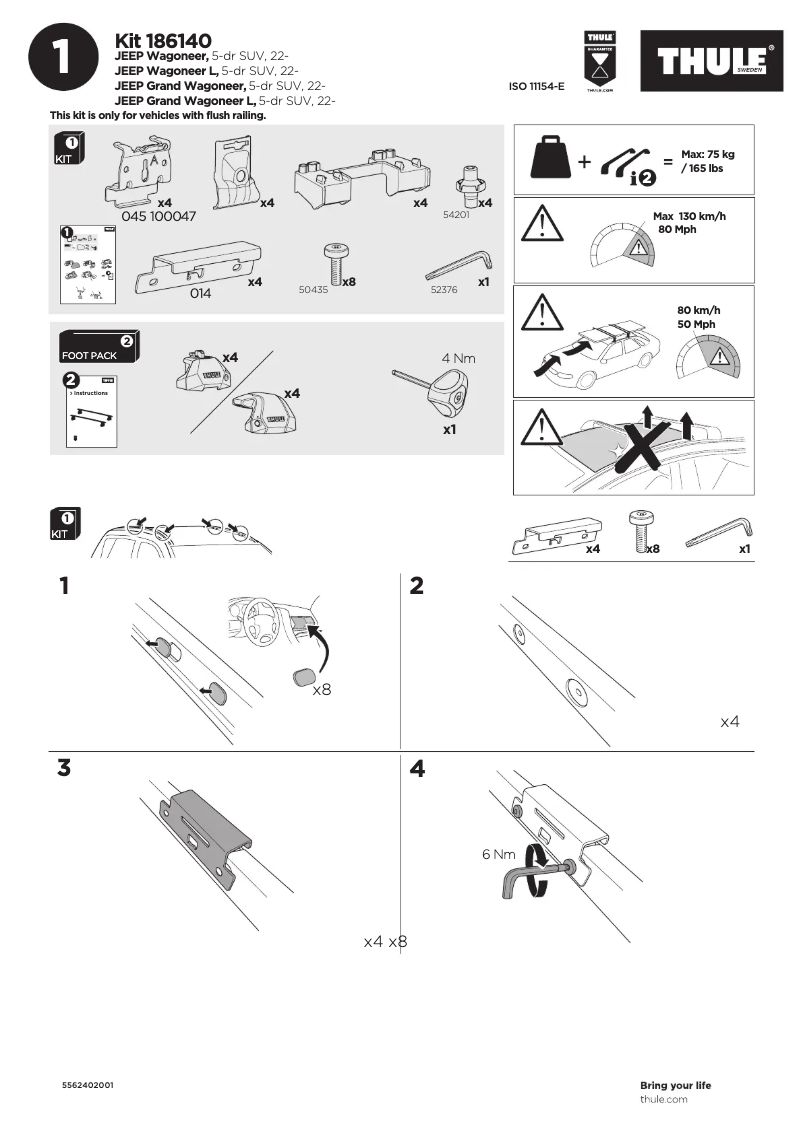 Página nº 1 - Manual de usuario Thule Kit 186140