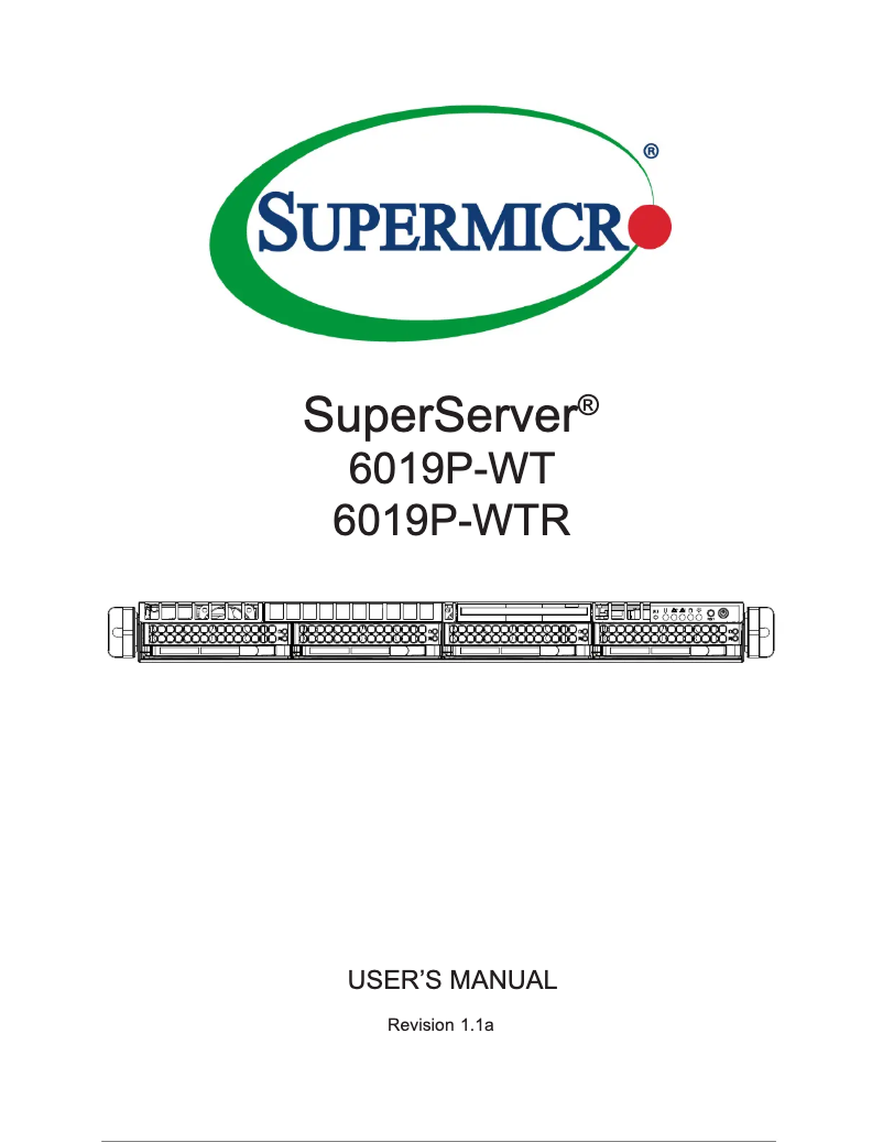 Imagen de la primera página del manual del dispositivo SuperServer 6019P-WT