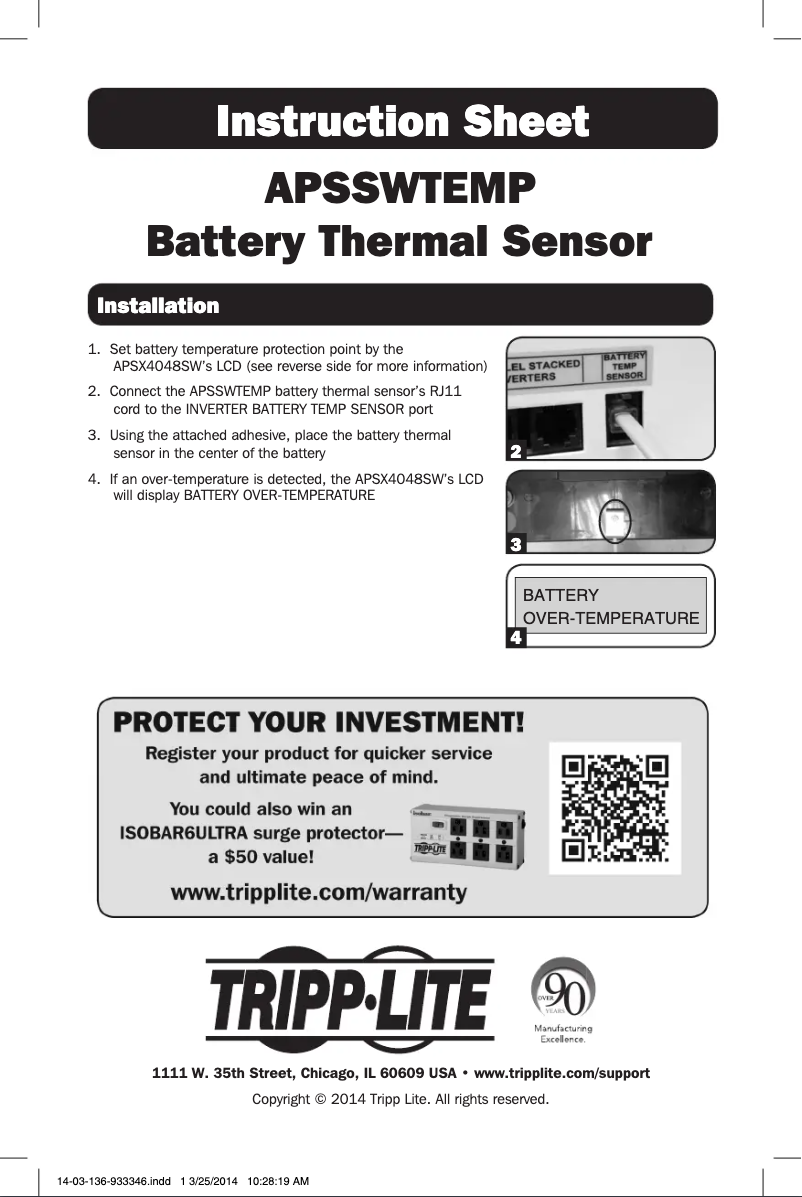 Página 1 del manual Manual de usuario Tripp Lite APSSWTEMP