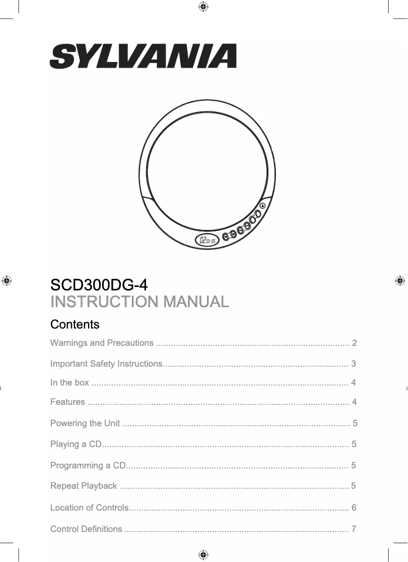 Página 1 del manual Manual de usuario Sylvania SCD300