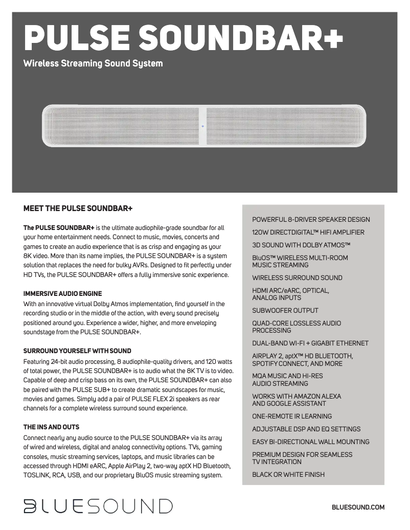 Imagen de la primera página del manual del dispositivo Pulse Soundbar+