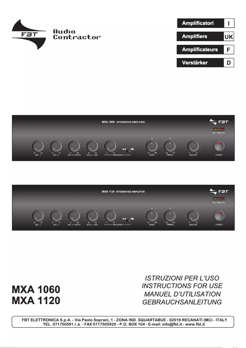 Página 1 del manual Manual de usuario FBT MXA 1120