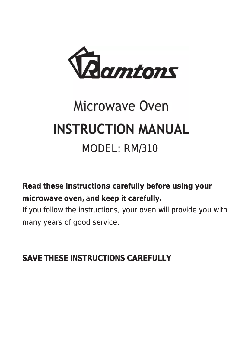 Imagen de la primera página del manual del dispositivo RM/310