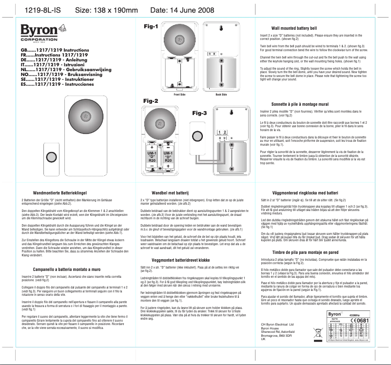 Imagen de la primera página del manual del dispositivo 1219