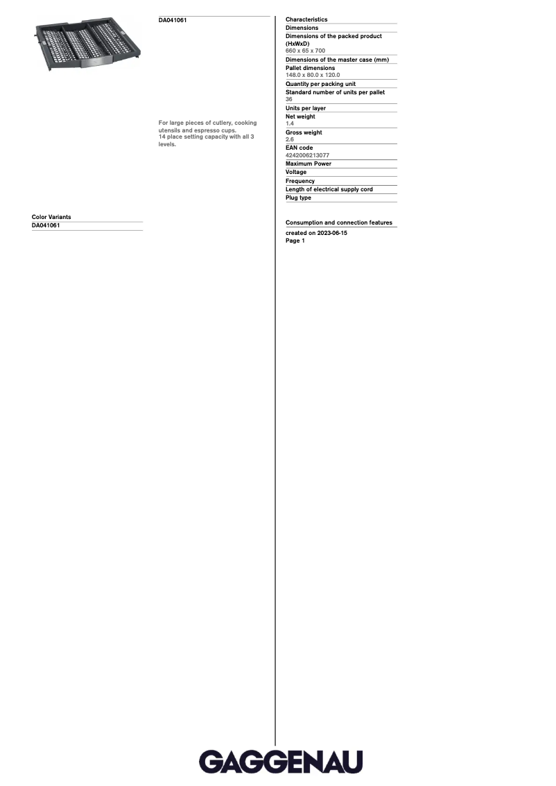 Imagen de la primera página del manual del dispositivo DA041061