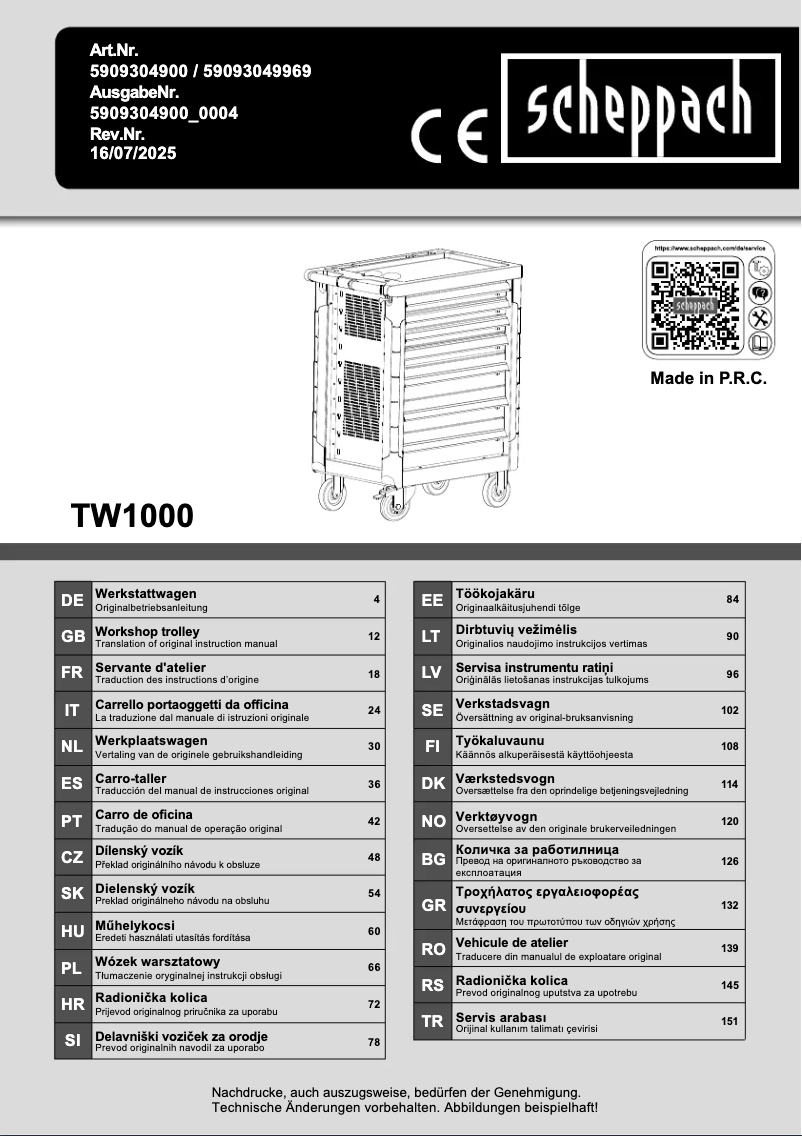 Página nº 1 - Manual de usuario Scheppach TW1000