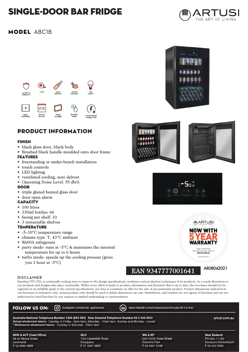 Página 1 del manual Ficha técnica Artusi ABC1B