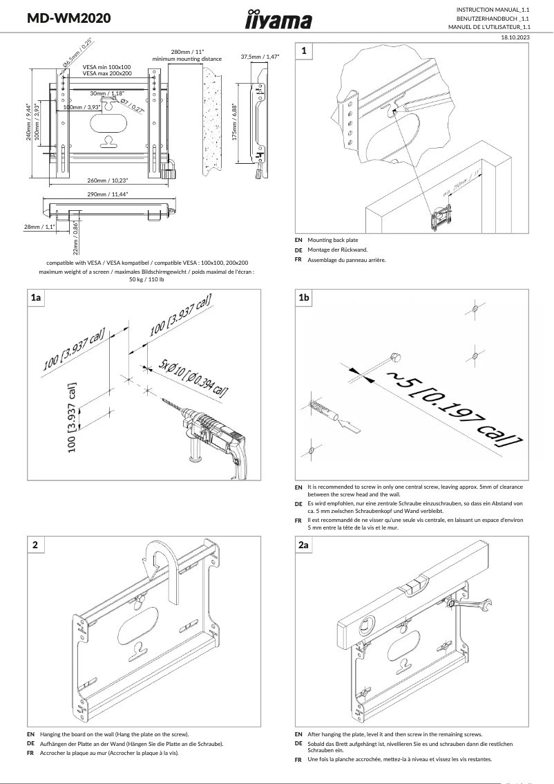 Página nº 1 - Manual de usuario Iiyama MD-WM2020