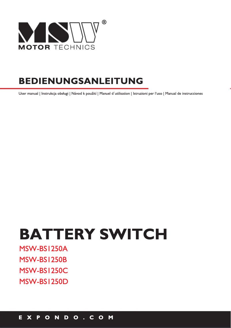 Imagen de la primera página del manual del dispositivo MSW-BS1250B