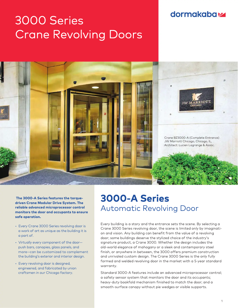 Página 1 del manual Manual de usuario Dormakaba Crane 3000-A