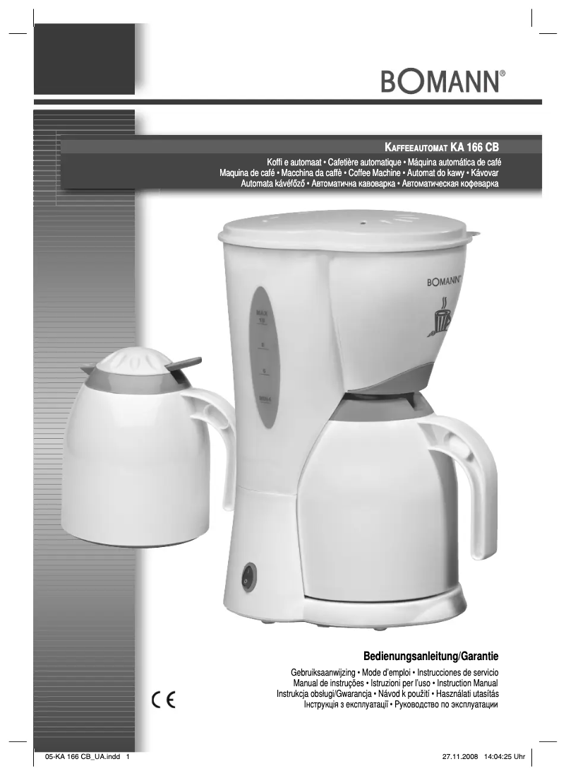 Imagen de la primera página del manual del dispositivo KA 166 CB