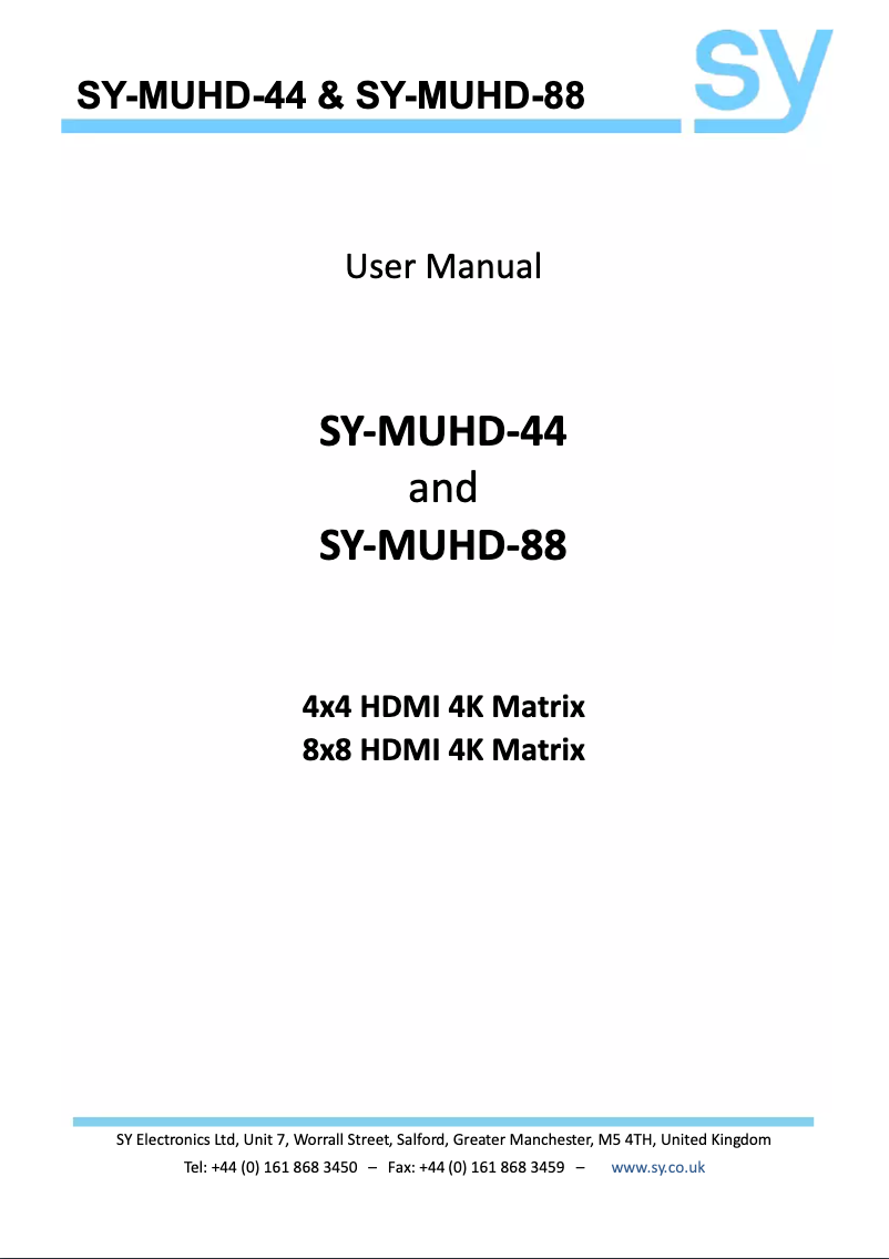 Página 1 del manual Manual de usuario SY Electronics SY-MUHD-44