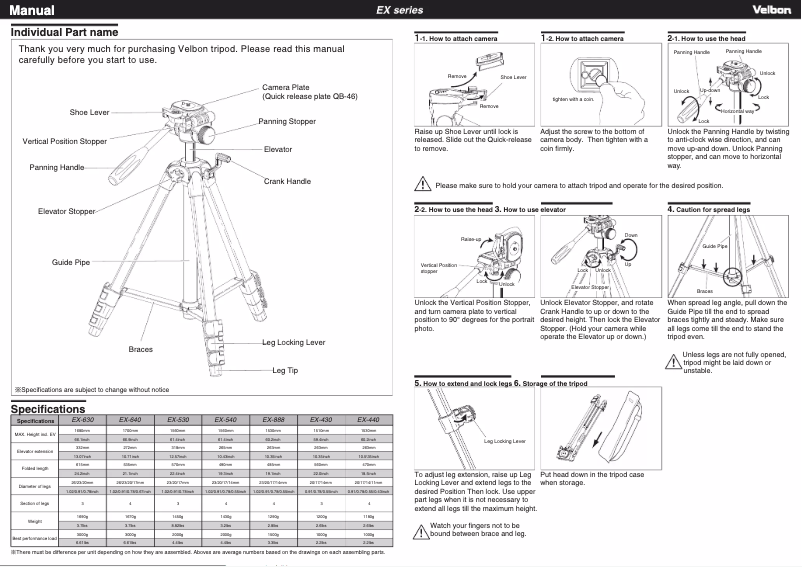 Imagen de la primera página del manual del dispositivo EX-630