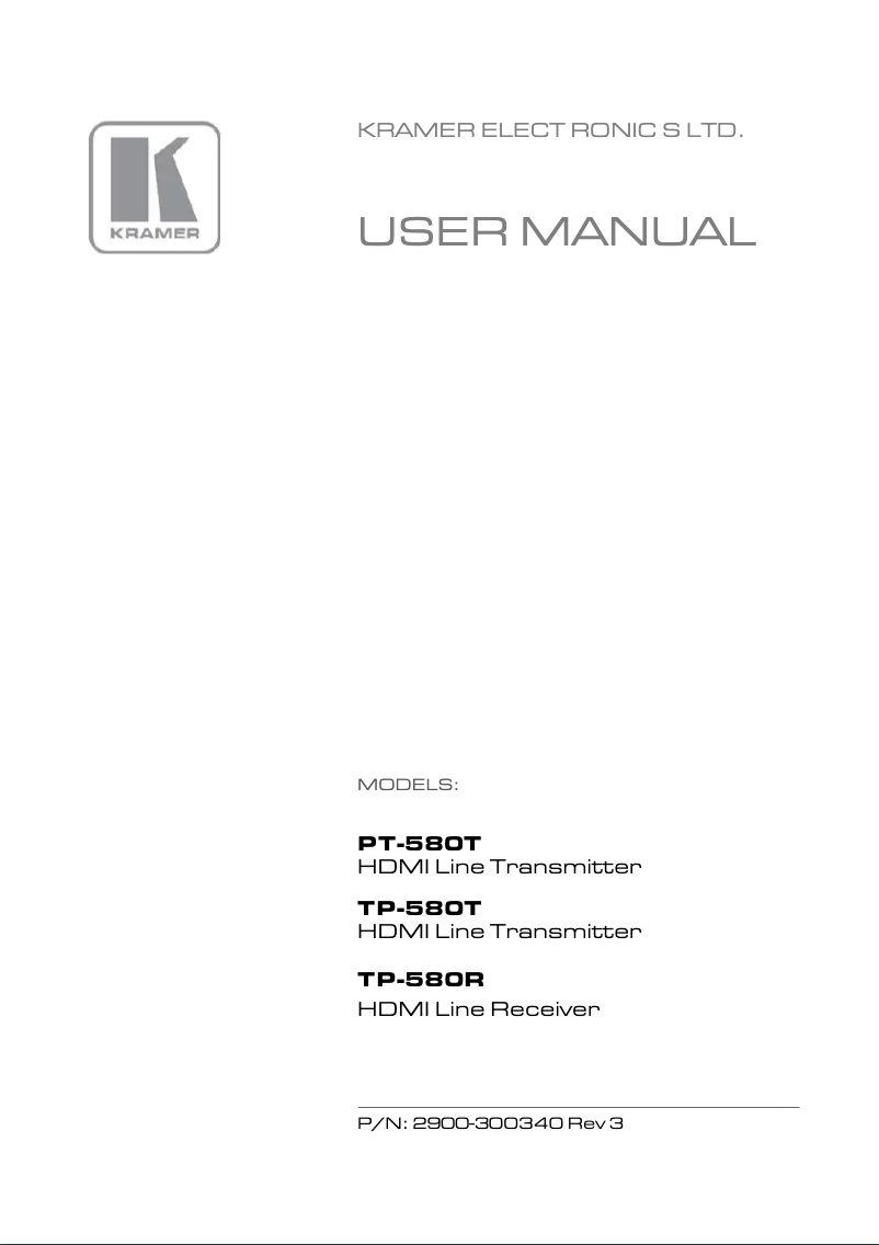 Página nº 1 - Manual de usuario Kramer TP-580RXR