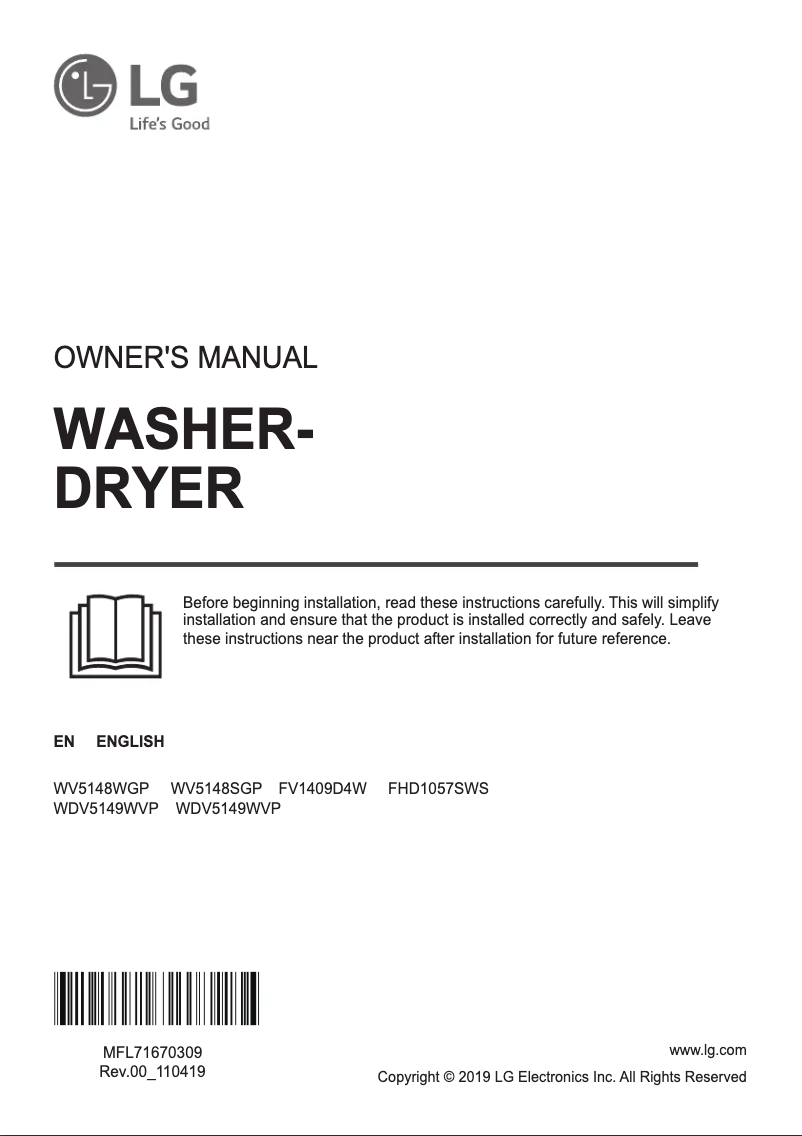 Imagen de la primera página del manual del dispositivo WDV5149WVP