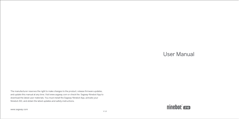 Página 1 del manual Manual de usuario Segway Ninebot Z10