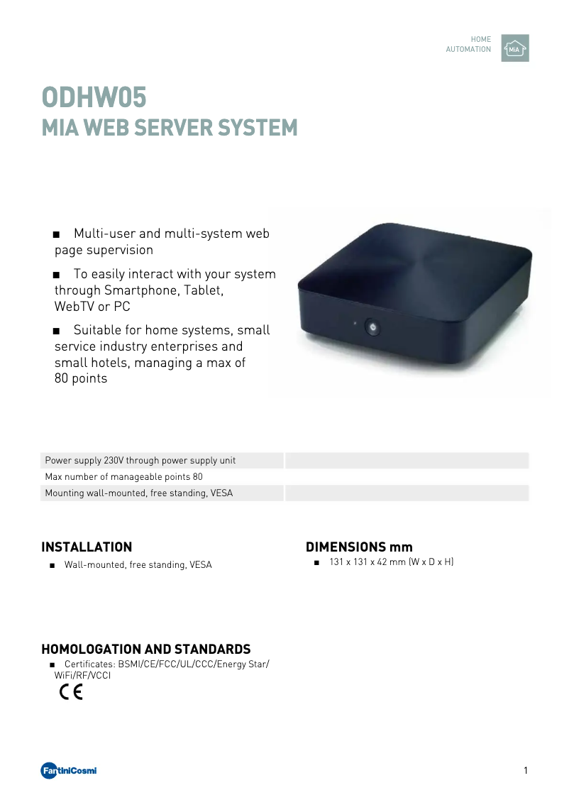Imagen de la primera página del manual del dispositivo ODHW05