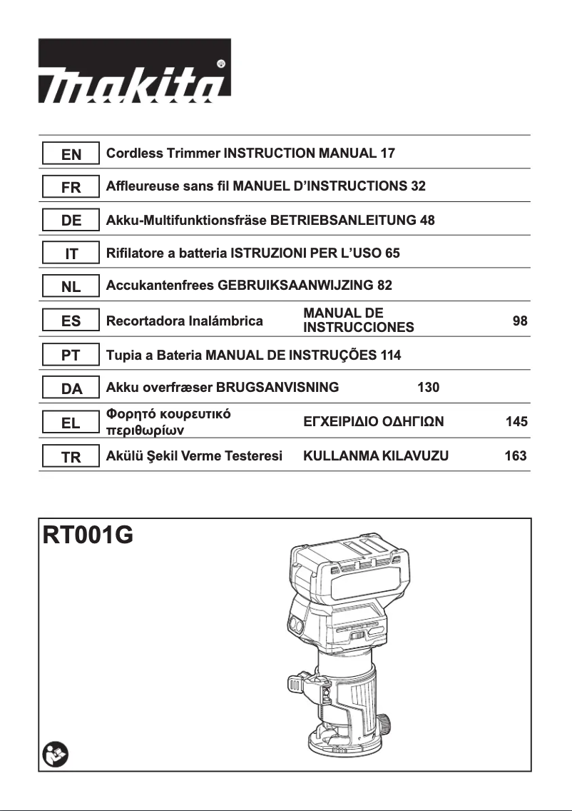 Imagen de la primera página del manual del dispositivo RT001G