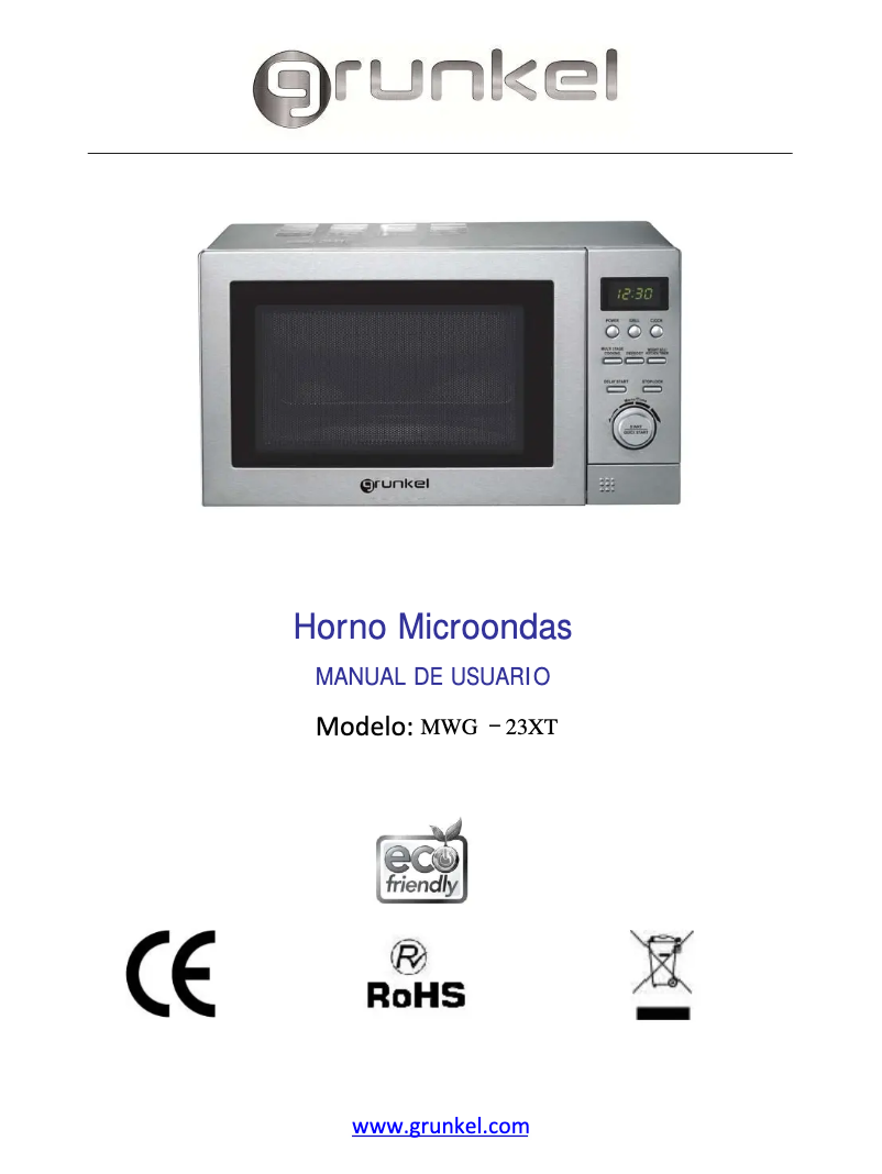 Página 1 del manual Manual de usuario Grunkel MWG-23XT