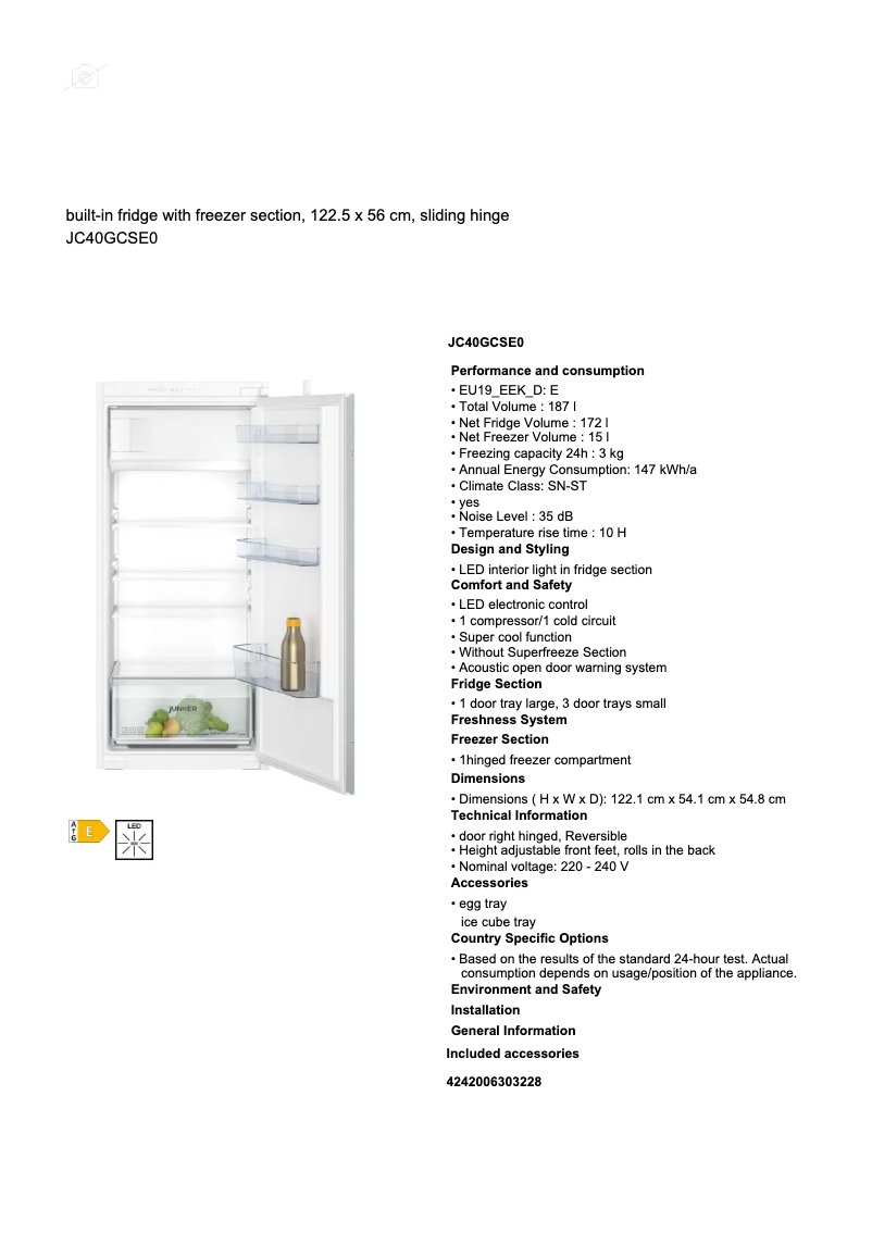 Página 1 del manual Ficha técnica Junker JC40GCSE0