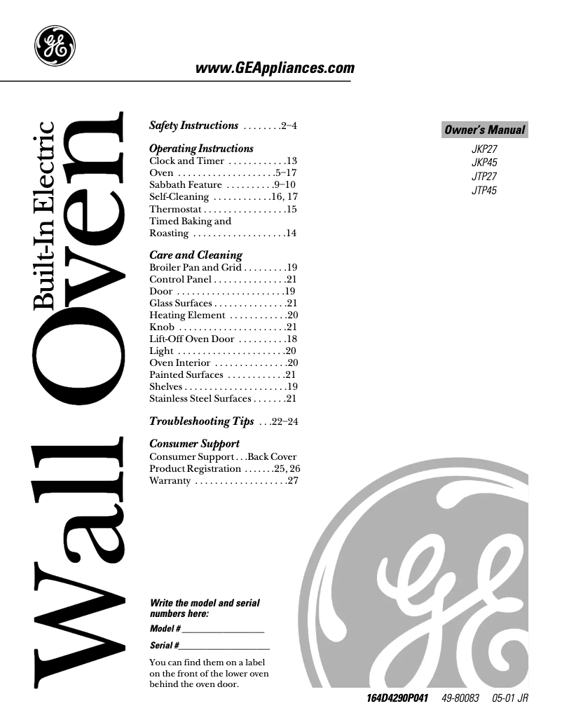 Imagen de la primera página del manual del dispositivo JTP27WDWW